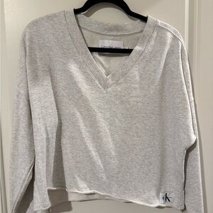 Calvin Klein Jeans V neck cropped sweatshirt